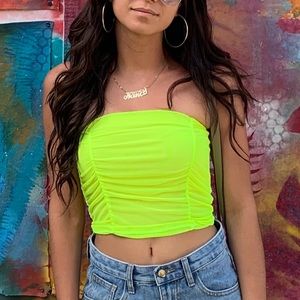Neon mesh tube top